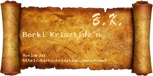 Berki Krisztián névjegykártya